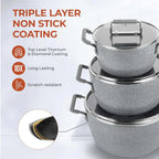 Nonstick Stackable Cooking Pots Set, 6-Piece Gray