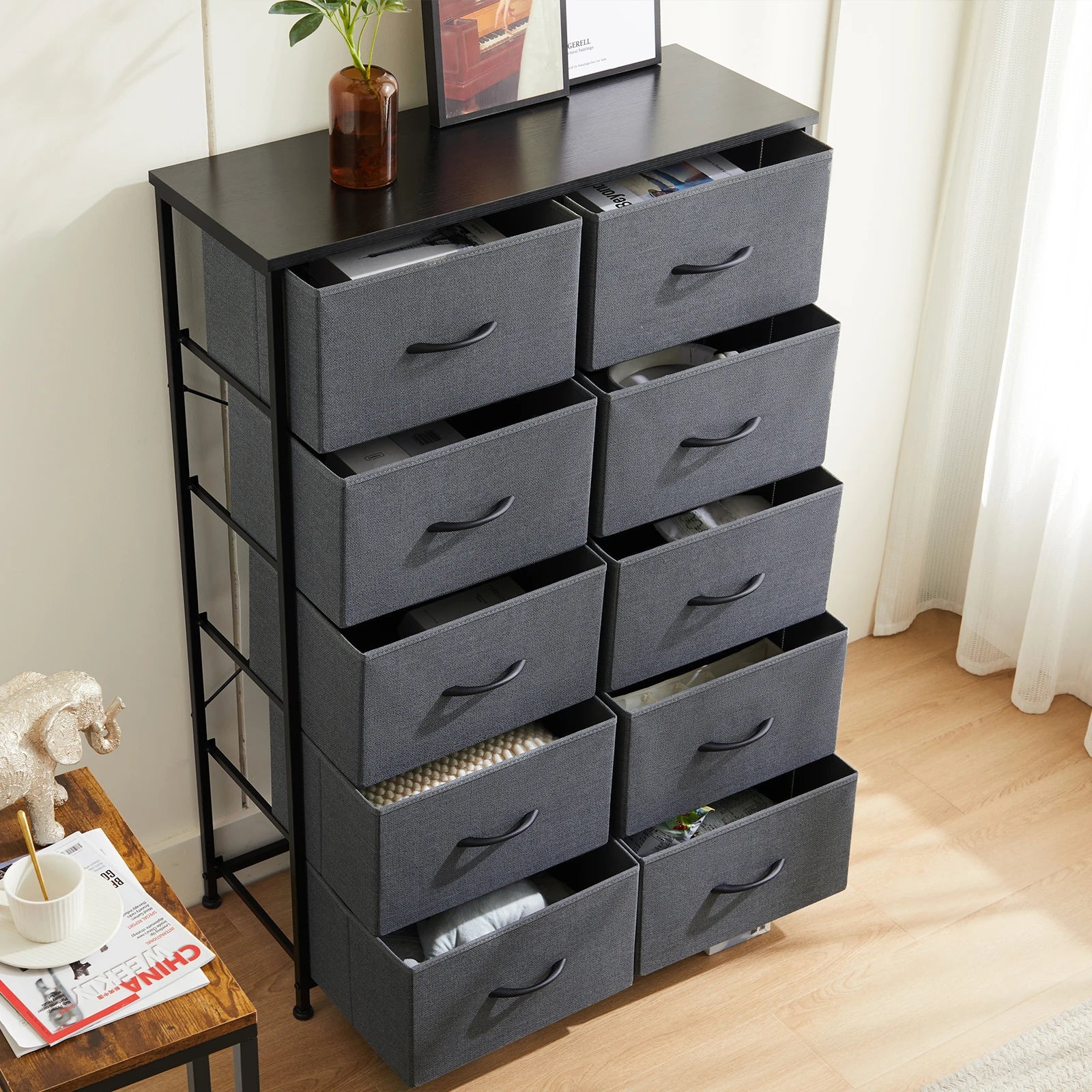 10 Fabric Drawers,  Storage Cabinet