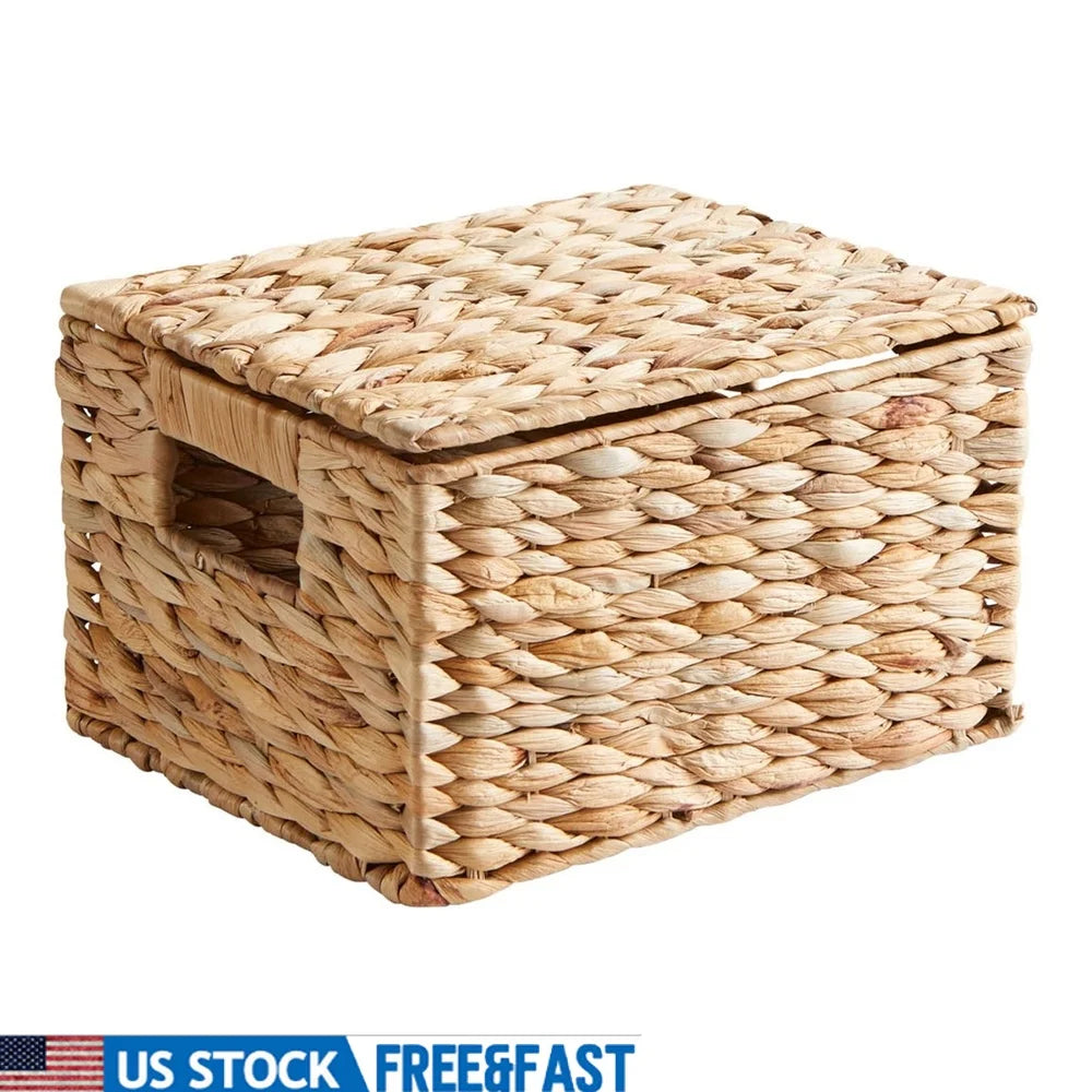Basket with Lid Storage Organizer Handmade Woven