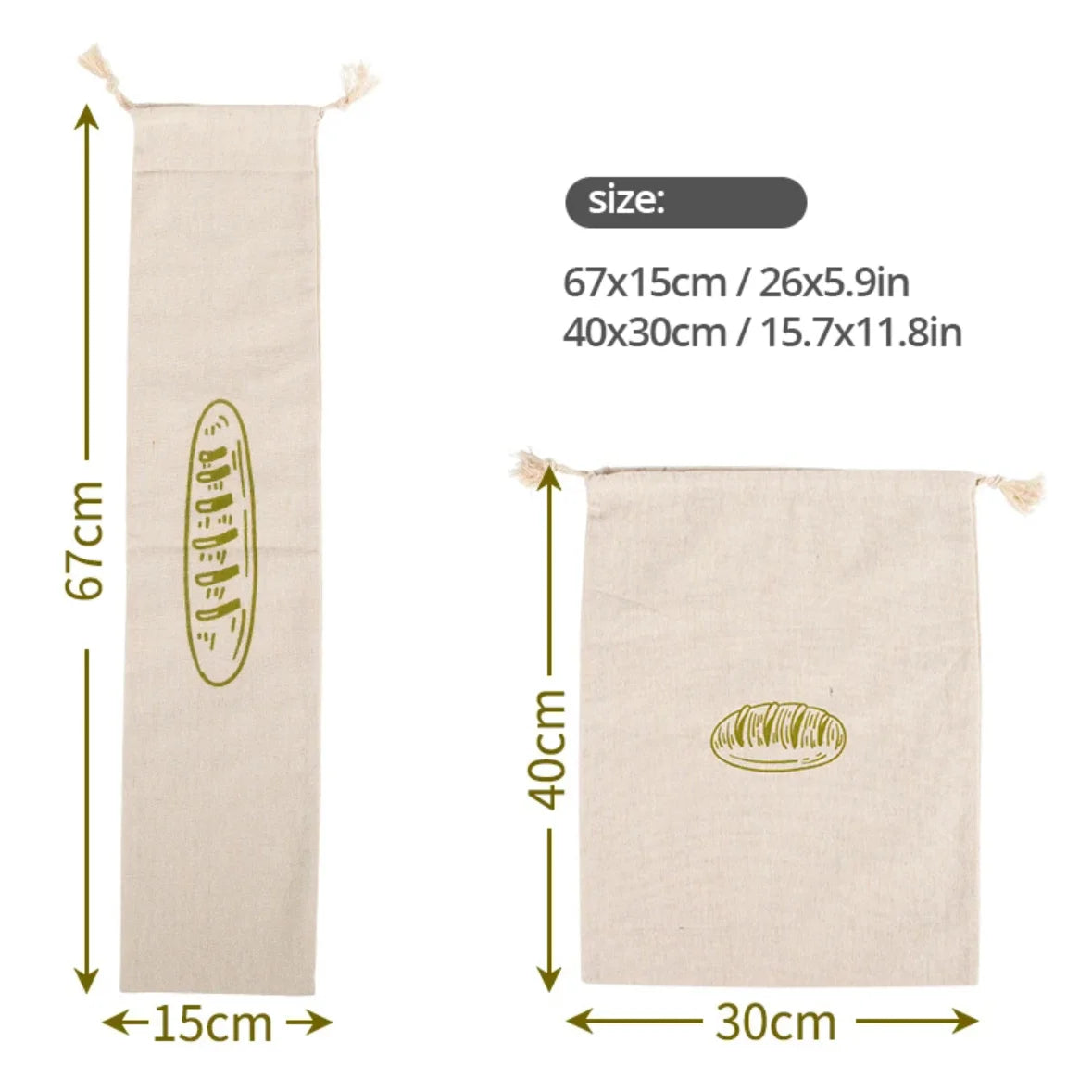 Linen Bread / Reusable, Drawstring Bag