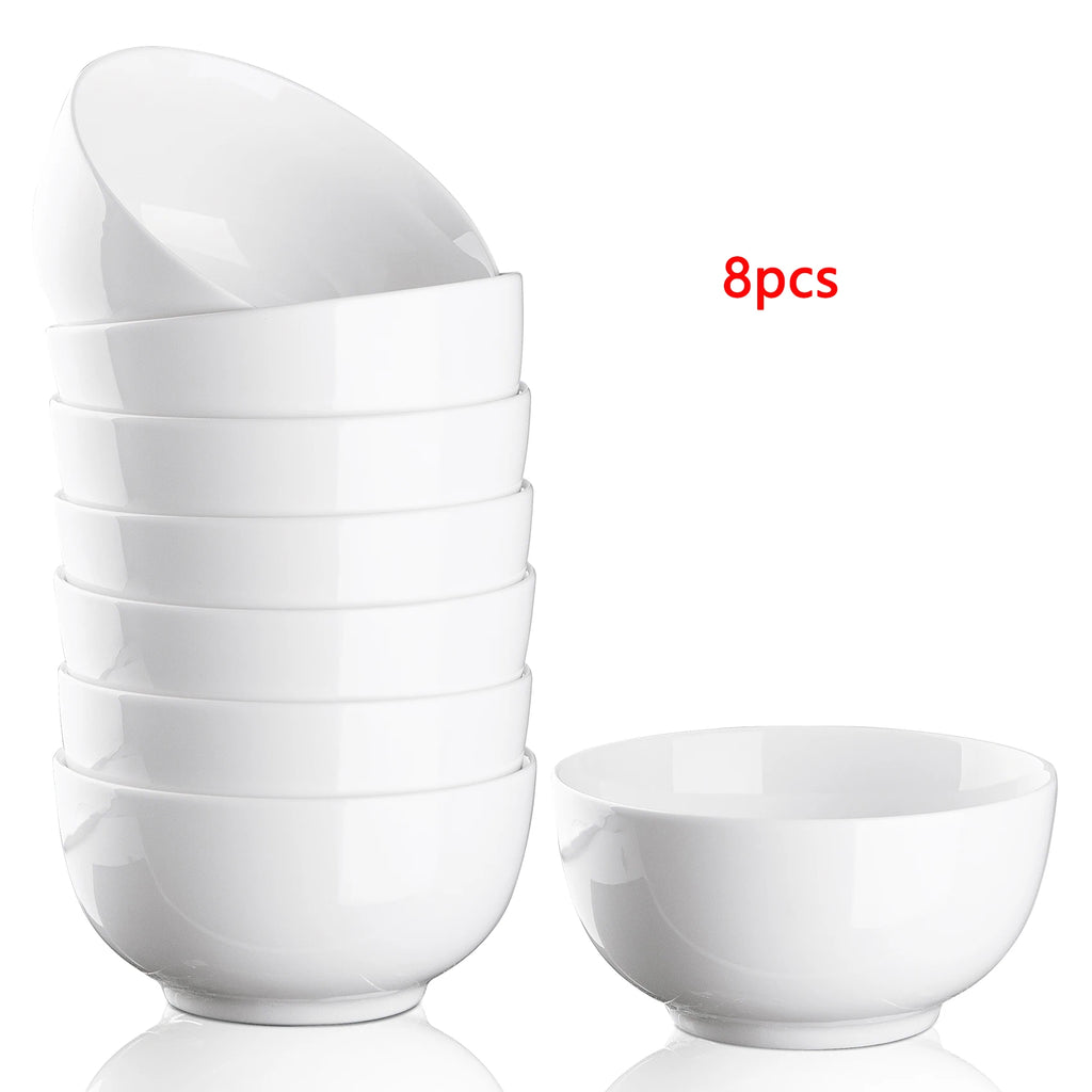 8-10 Ounce Porcelain White Ceramic Bowls