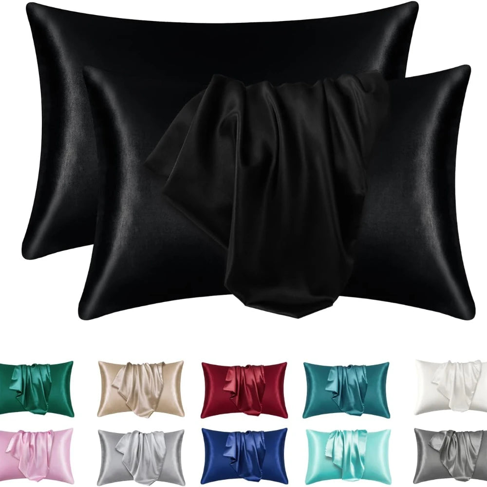 2pcs Satin Silk Pillowcase