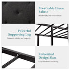 HOOMIC Metal Bed Frame Upholstered  Headboard