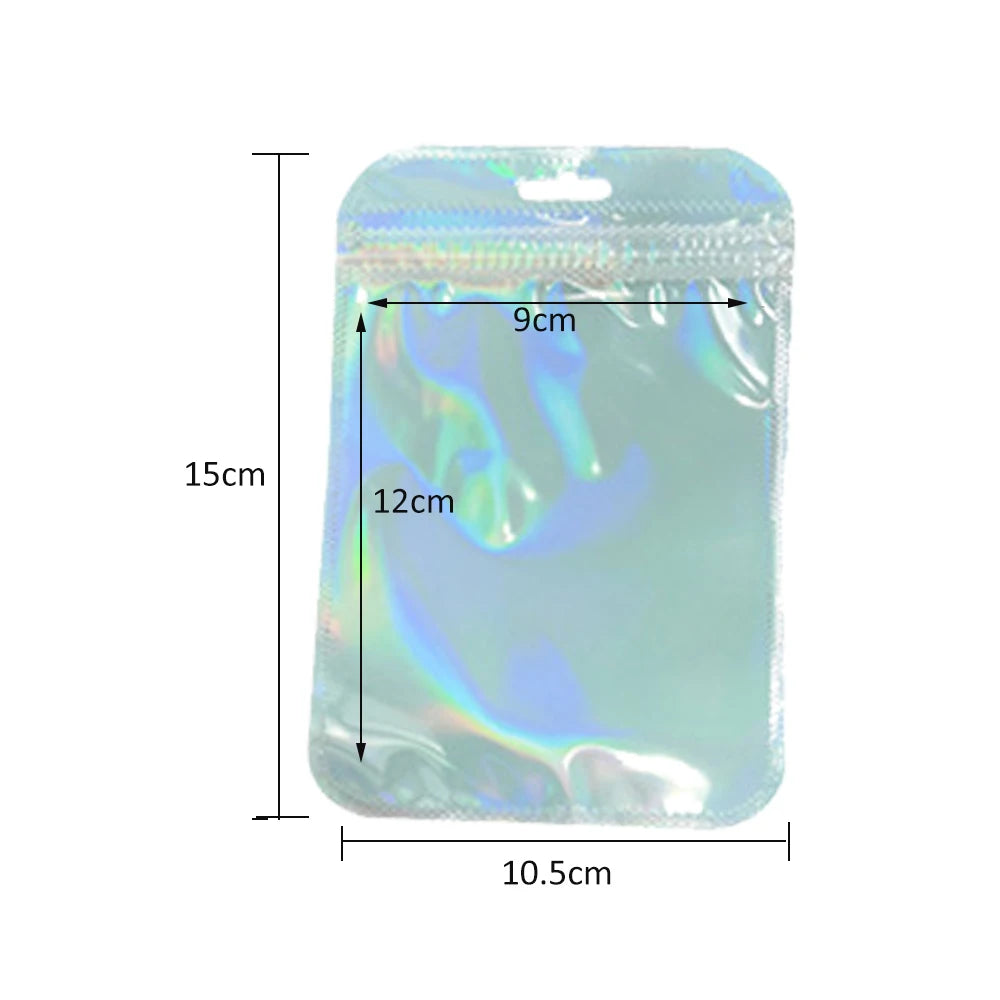 50pcs Holographic Zipper Small Food Storage