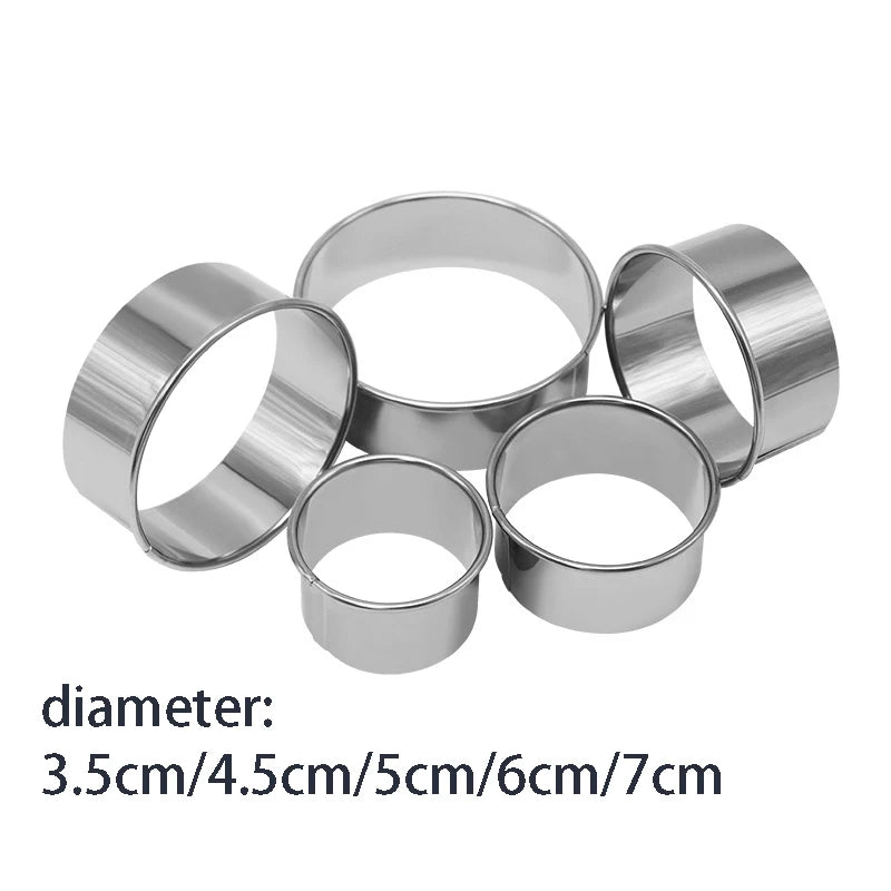 5PCS Round Stainless Steel Biscuit Mold