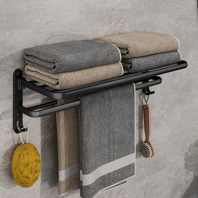 Matte Black Hook Towel Rack