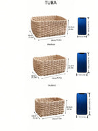 1/3PCS Handmade Seagrass Rattan Storage Basket