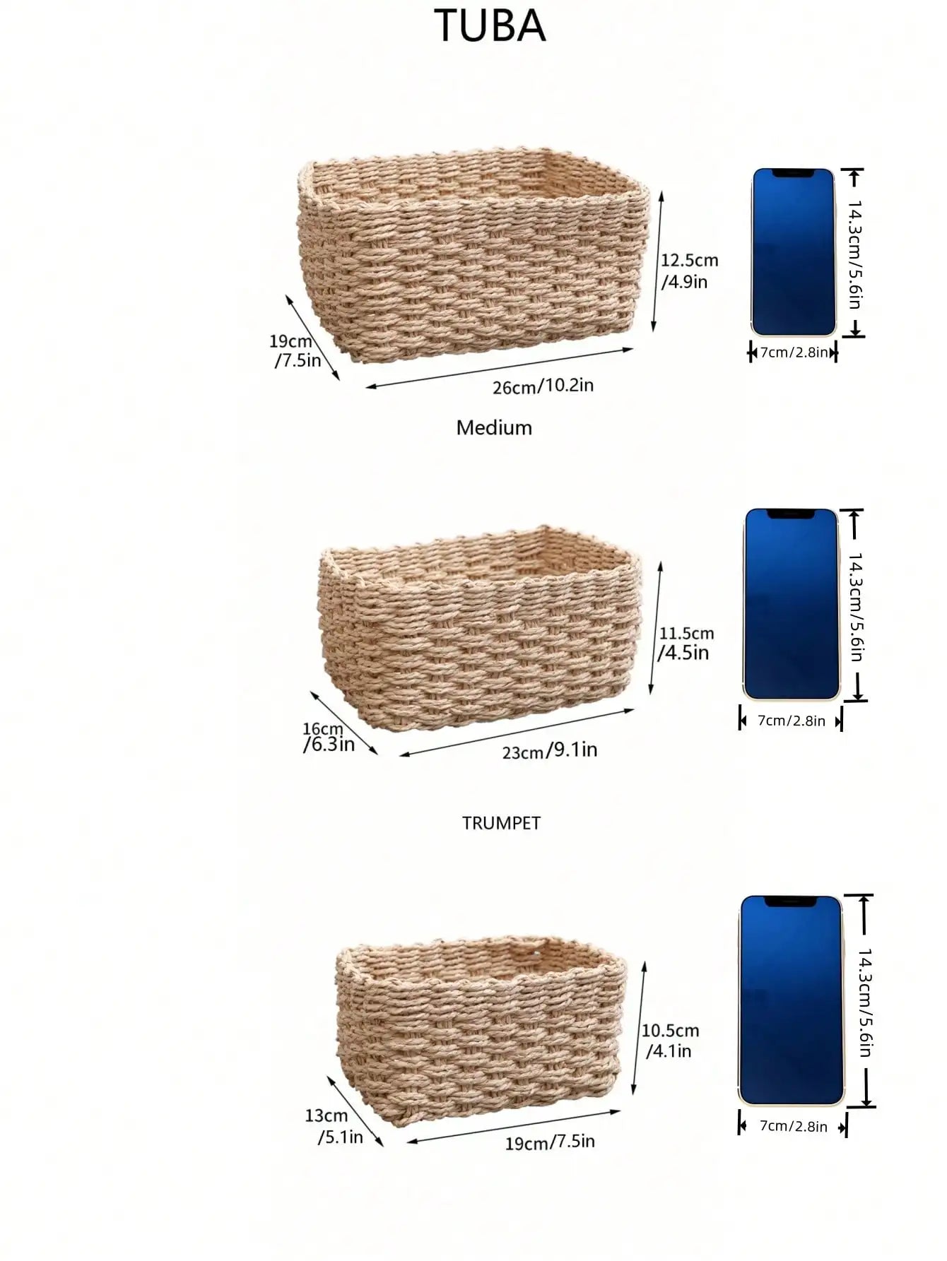 1/3PCS Handmade Seagrass Rattan Storage Basket