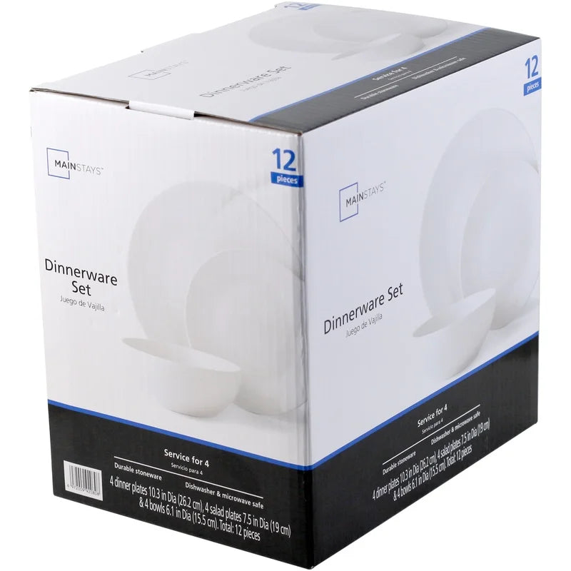 12-Piece White Stoneware Set