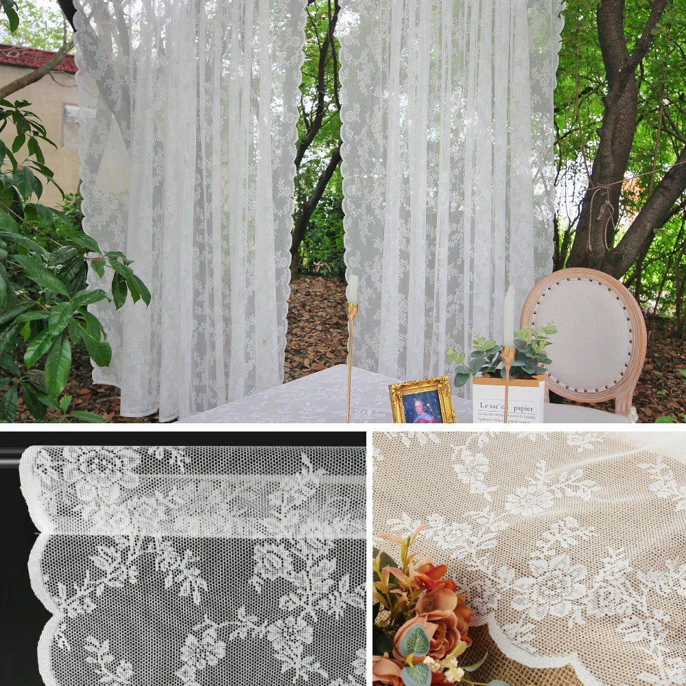 Floral Lace Sheer Curtains, Rod Pocket