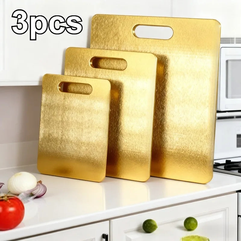 3pc Stainless Steel Gold Cutting Boards