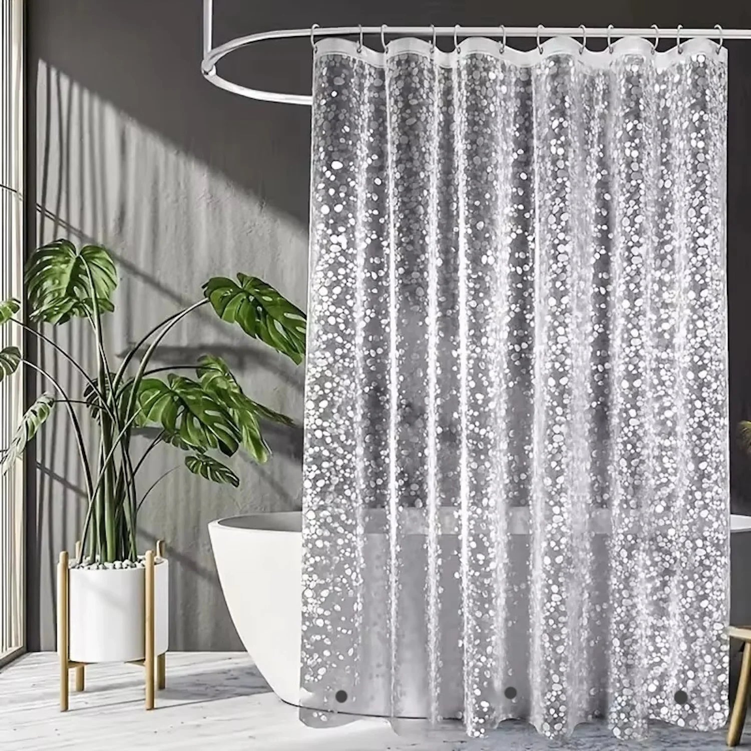 1pc Pebble Pattern, Clear Shower Curtain