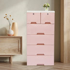Pink Storage Cabinet/ 6 Drawers/ Lock