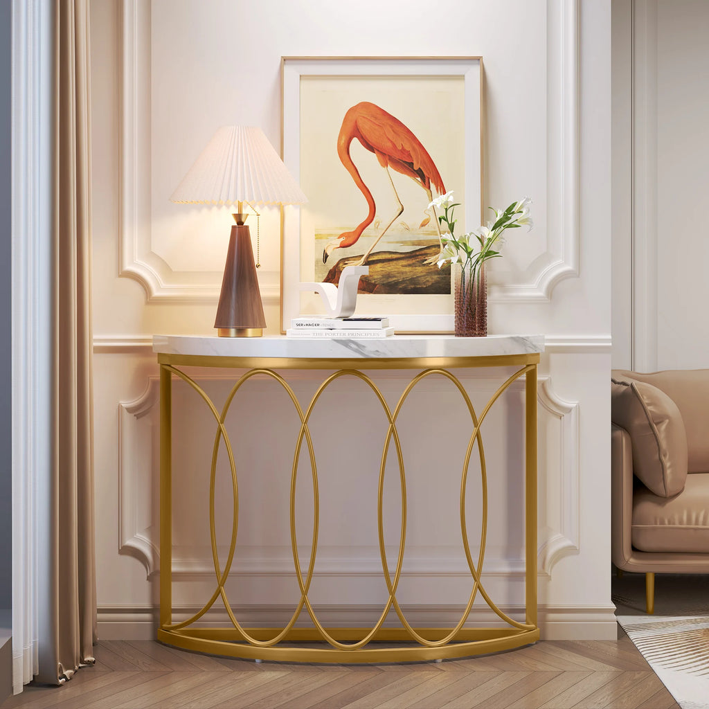 Half Moon Gold Console Table