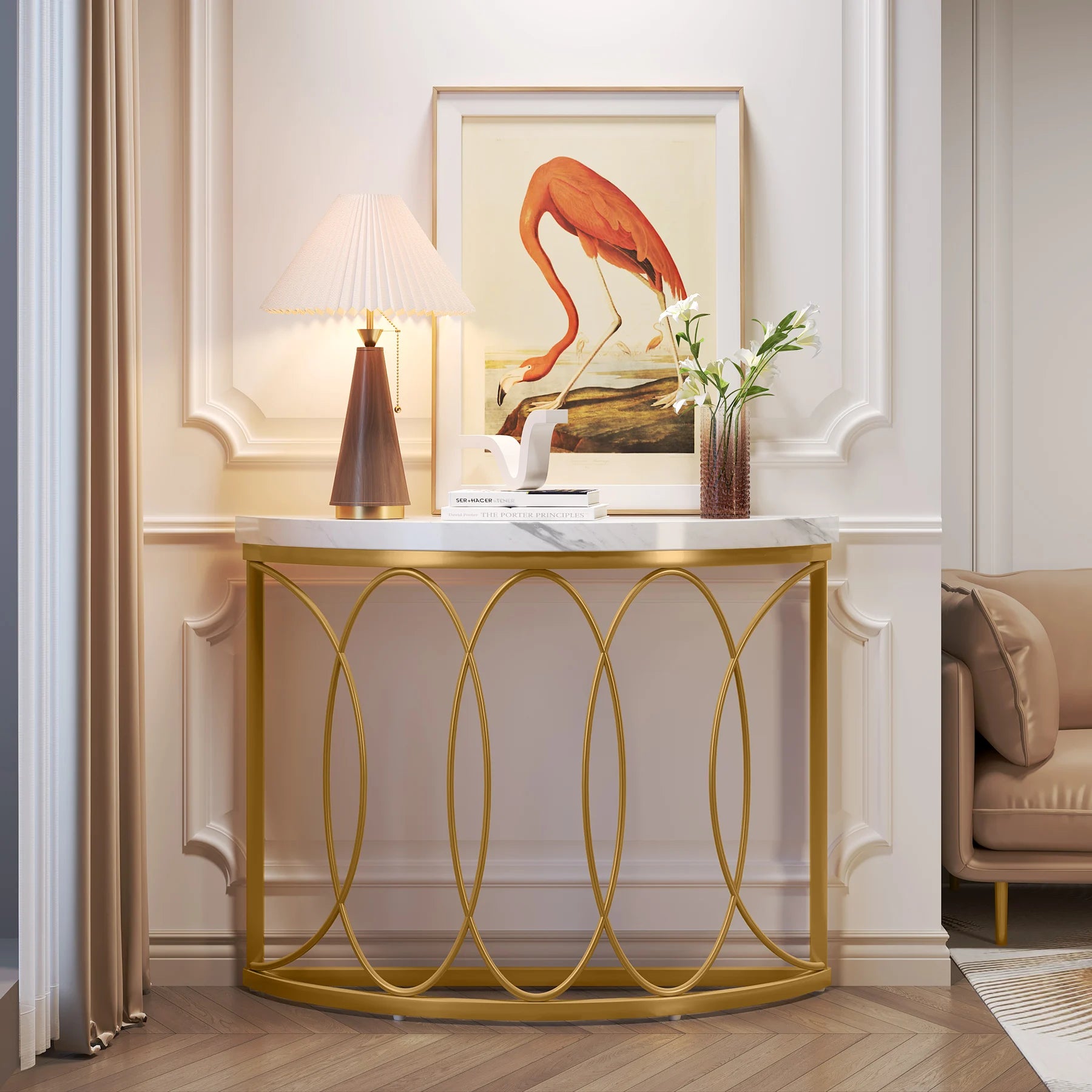 Half Moon Gold Console Table