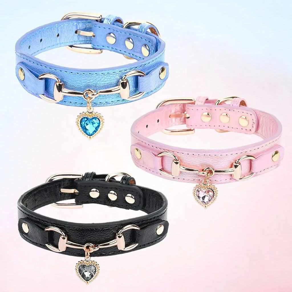 Leather Pet Collar, 8-15''Neck