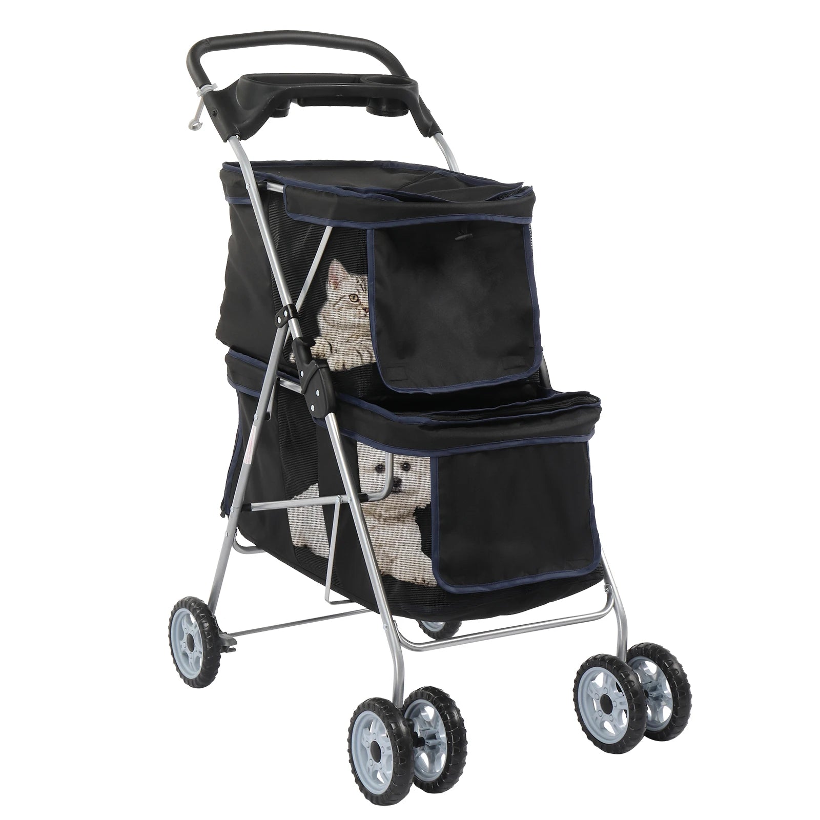 Pet Stroller for 2, Double 4-Wheel