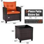 3 PC Patio Rattan Set