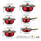 12PCS Stainless Steel Colored Cookware Set