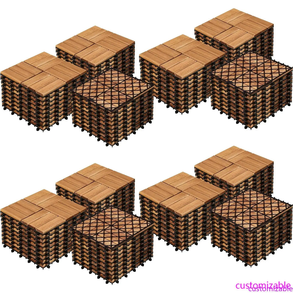 108pcs Hardwood Interlocking Patio Deck Tiles