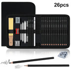 14/26/64/126 PCS Sketching Set, 3-Color Sketchbook, Blending Tools