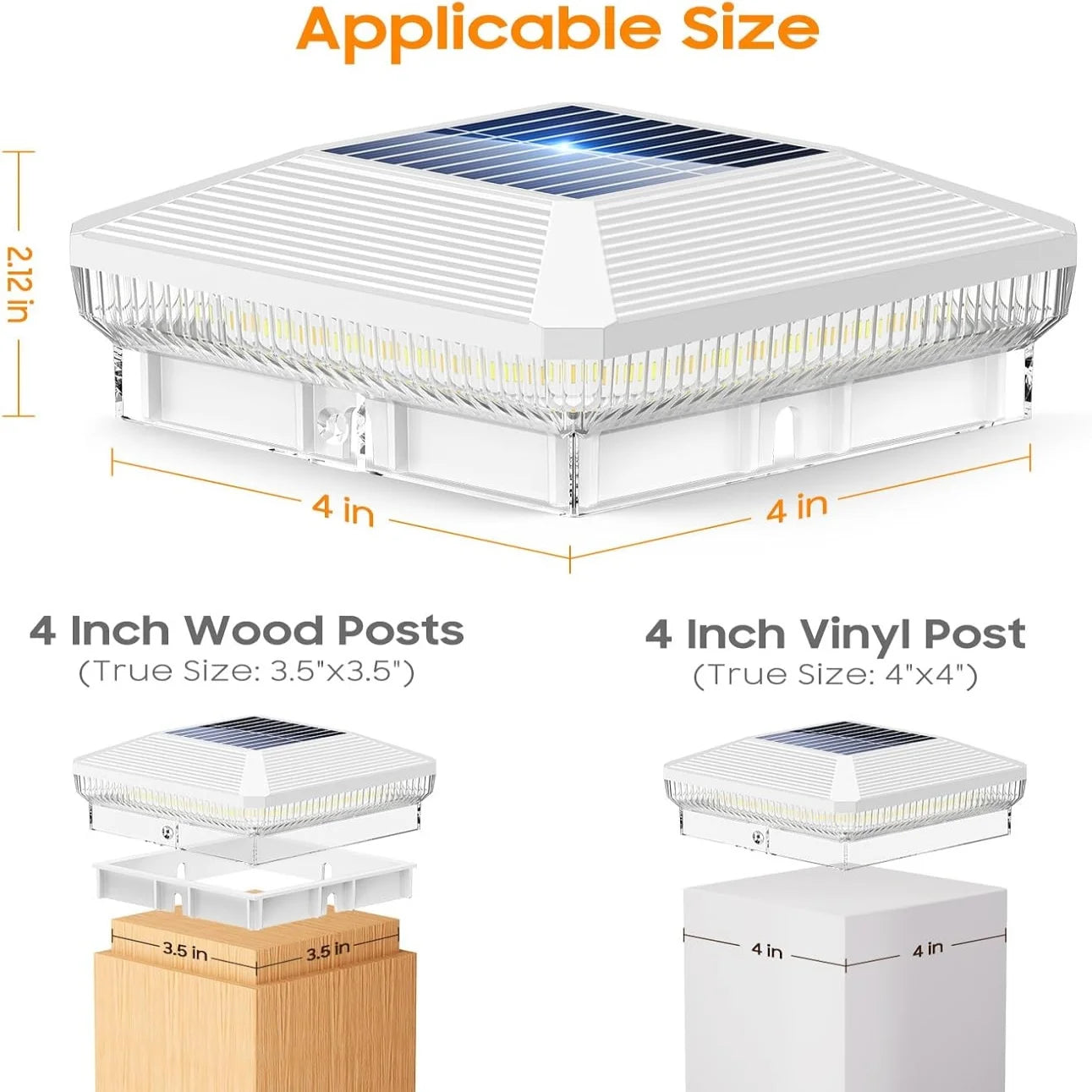 "Solar Post Cap Lights 6/12-Pack, 4x4