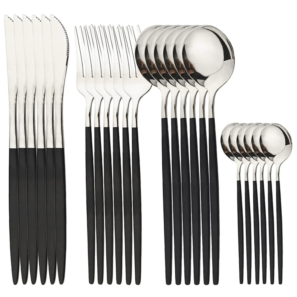 24pcs Stainless Steel Tableware Set