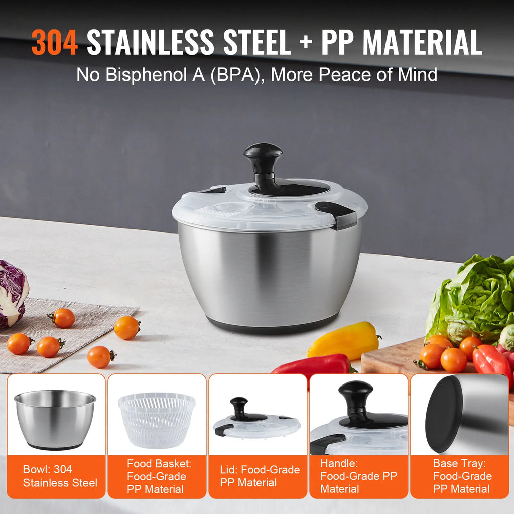 Stainless Steel Salad Spinner 4.75Qt