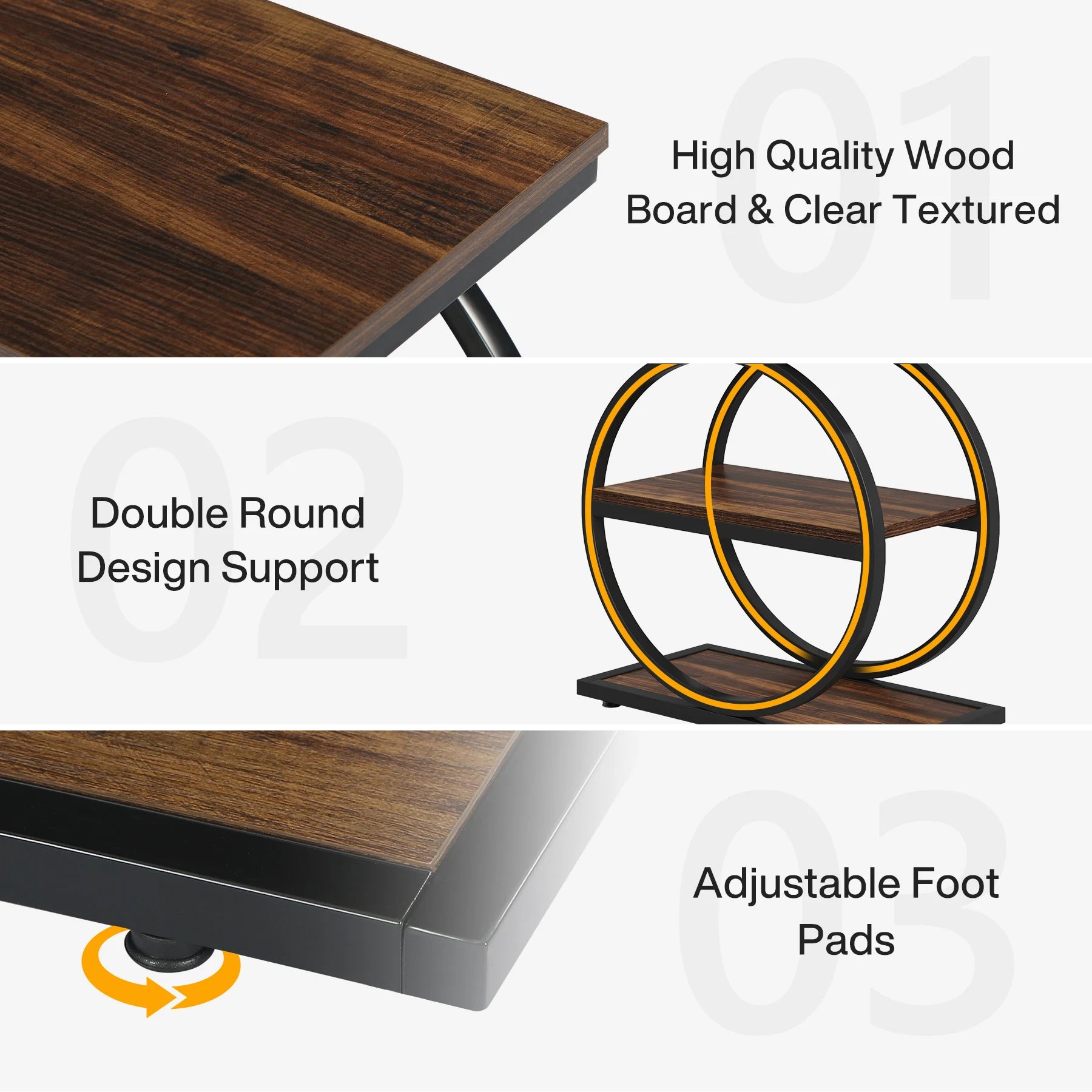 End Table, / 3 Storage Shelves, Wooden