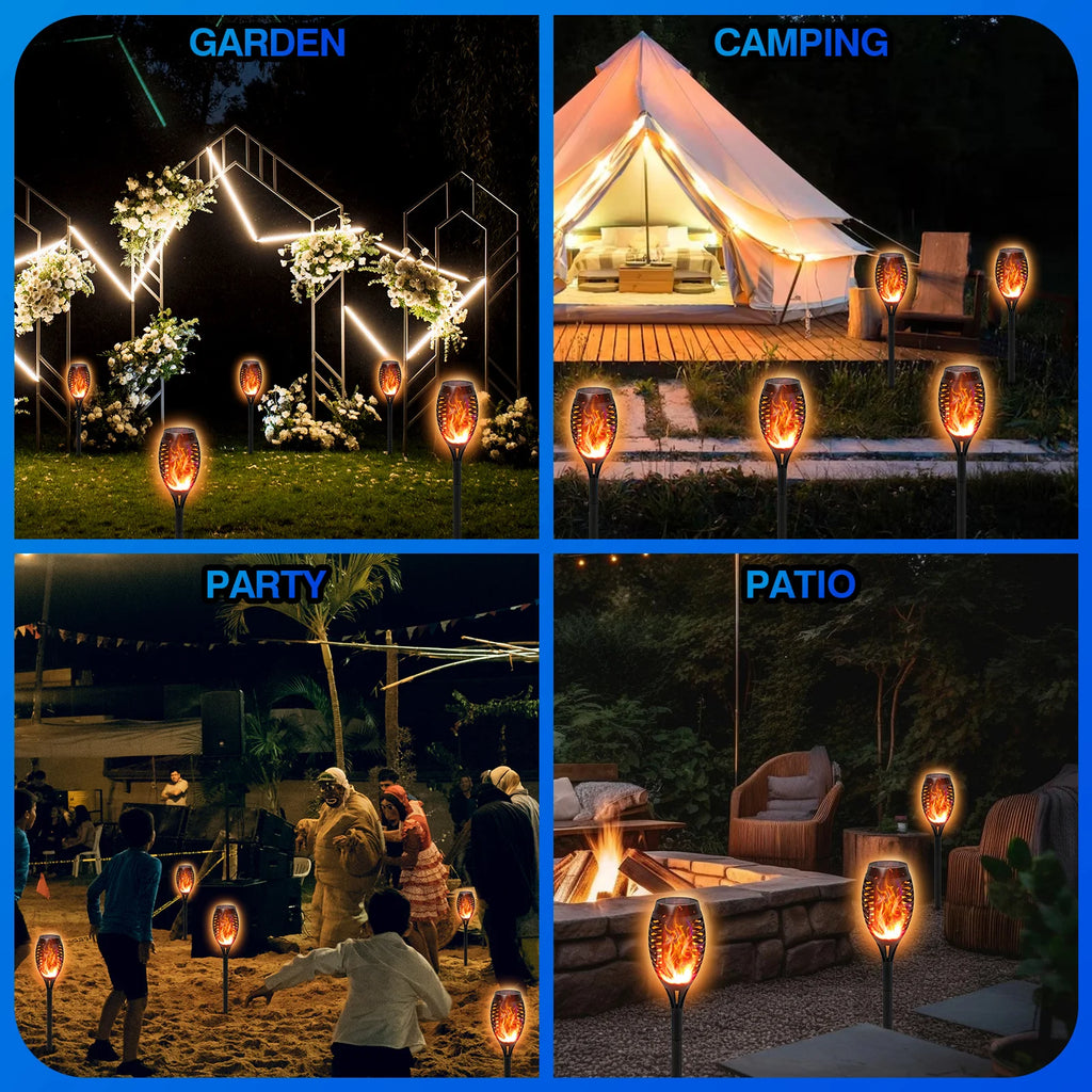 4/6/812Pcs Solar Torch Lights, Flickering Flame Waterproof