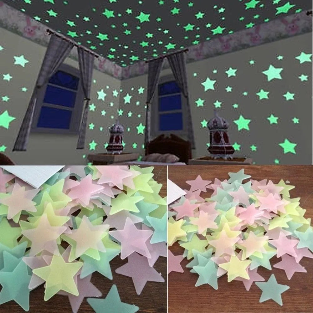 100pcs Fluorescent/ Stars Wall Stickers