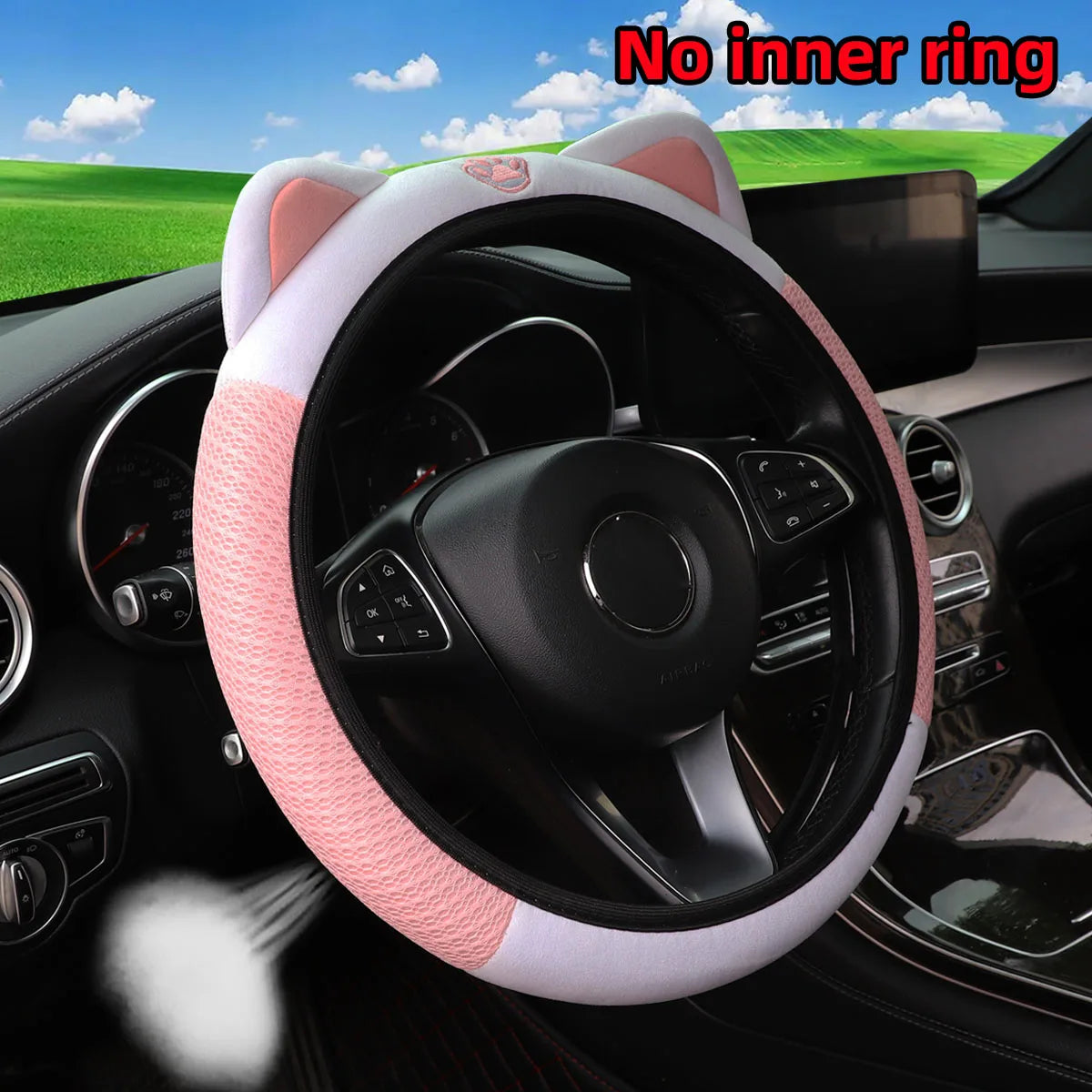 Mesh Cloth Kitten Steering Wheel Cover