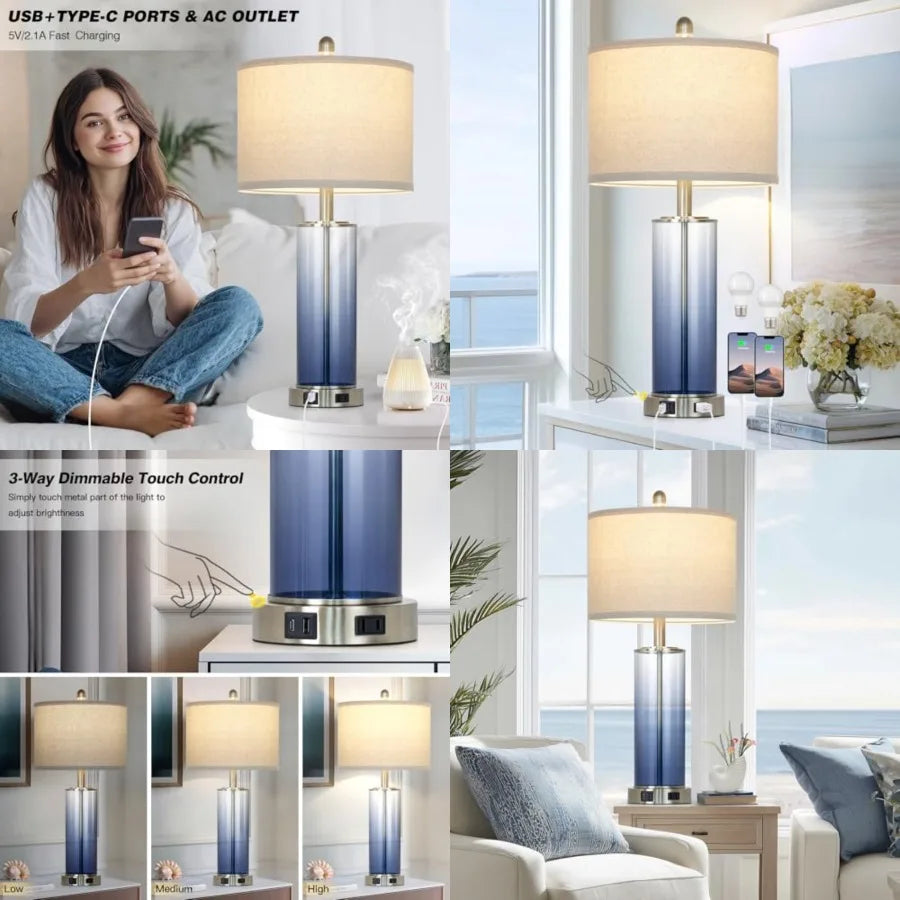 26" Glass Lamp , 3-Way Touch Control