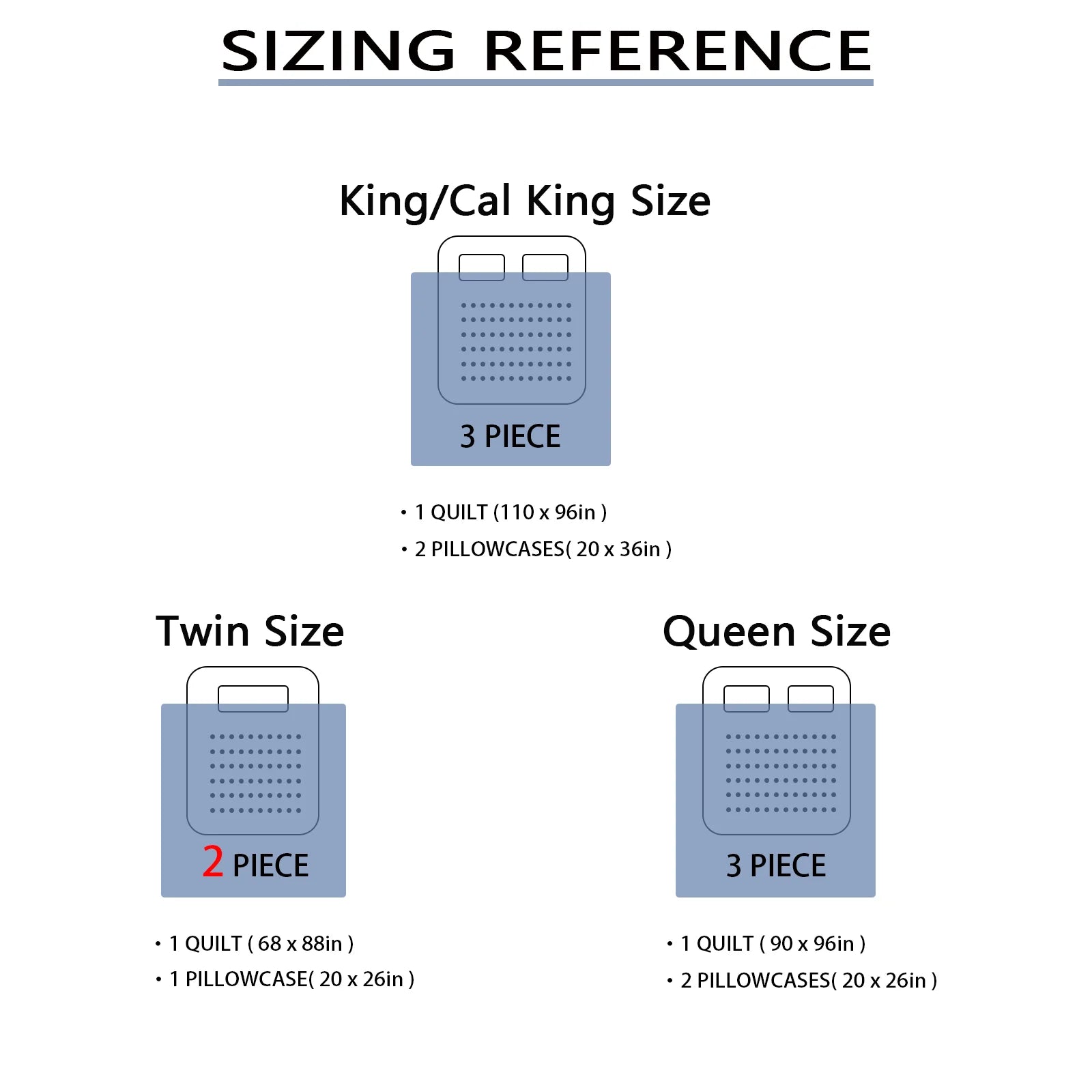 2/3-Piece Quilt Set, 1 Quilt, 1/2 Pillowcase