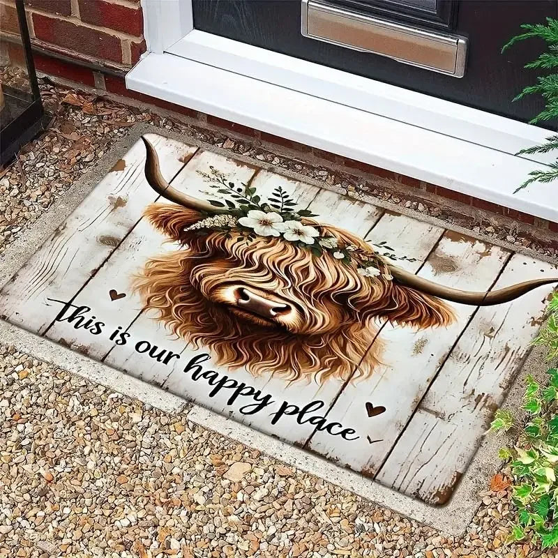 Highland Cow Pattern Door Mat