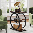 End Table, / 3 Storage Shelves, Wooden