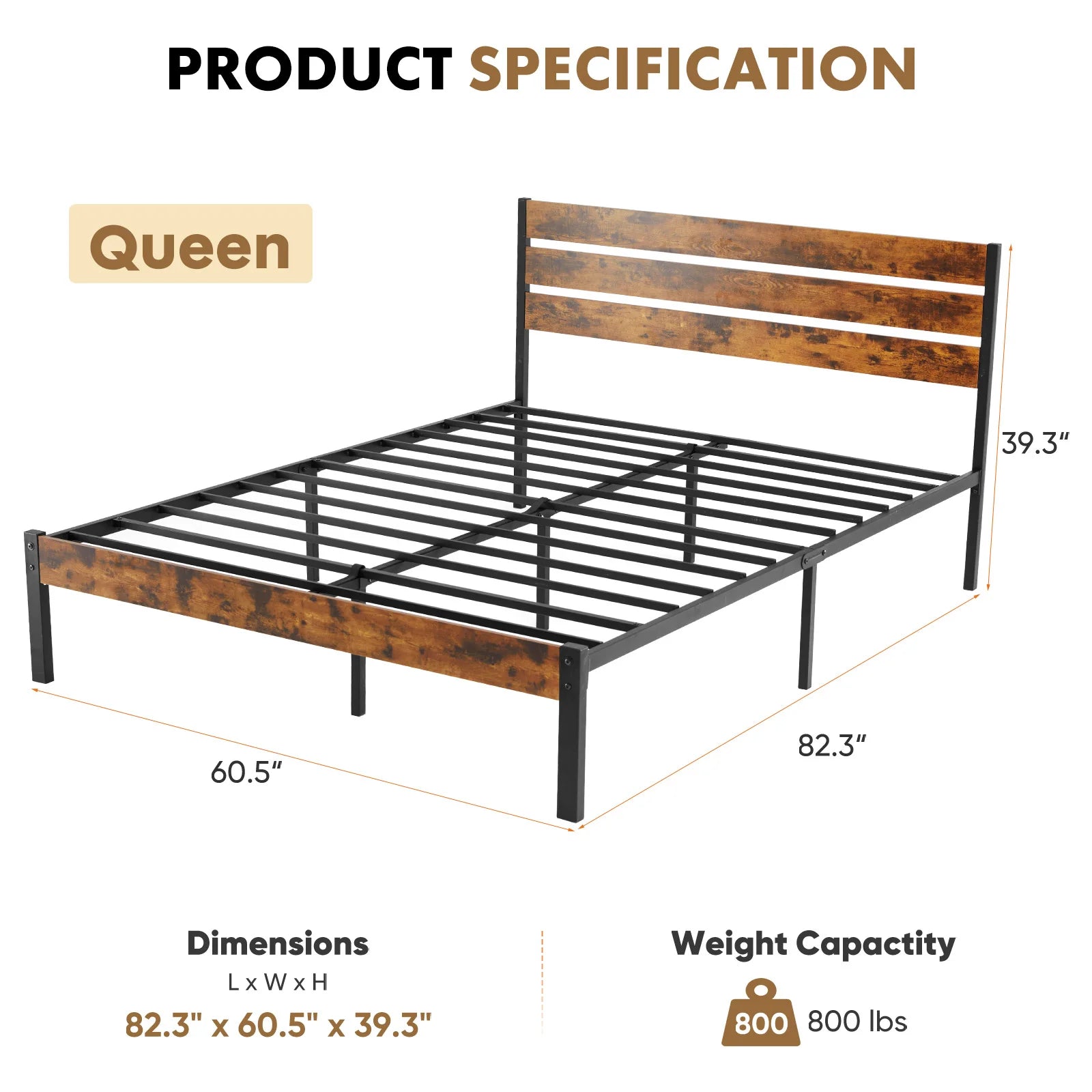 Queen Metal Bed Frame/ Headboard ,Footboard