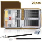 14/26/64/126 PCS Sketching Set, 3-Color Sketchbook, Blending Tools