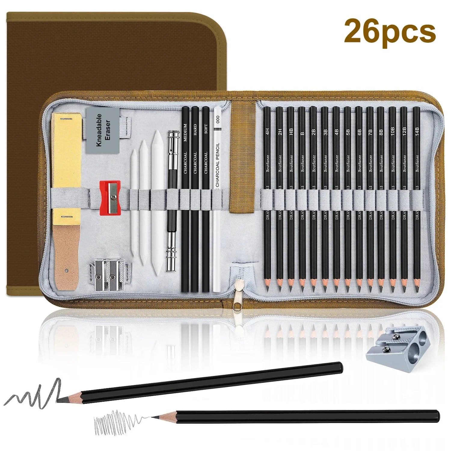 14/26/64/126 PCS Sketching Set, 3-Color Sketchbook, Blending Tools