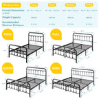 HOOMIC Metal Bed Frame With Iron Headboard/Footboard,