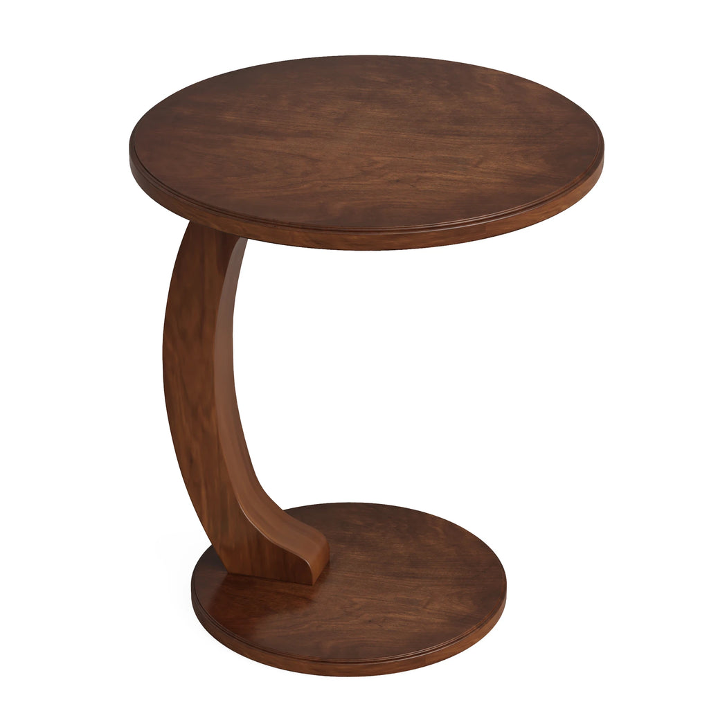 Round End, Wood C-Shaped Side Table