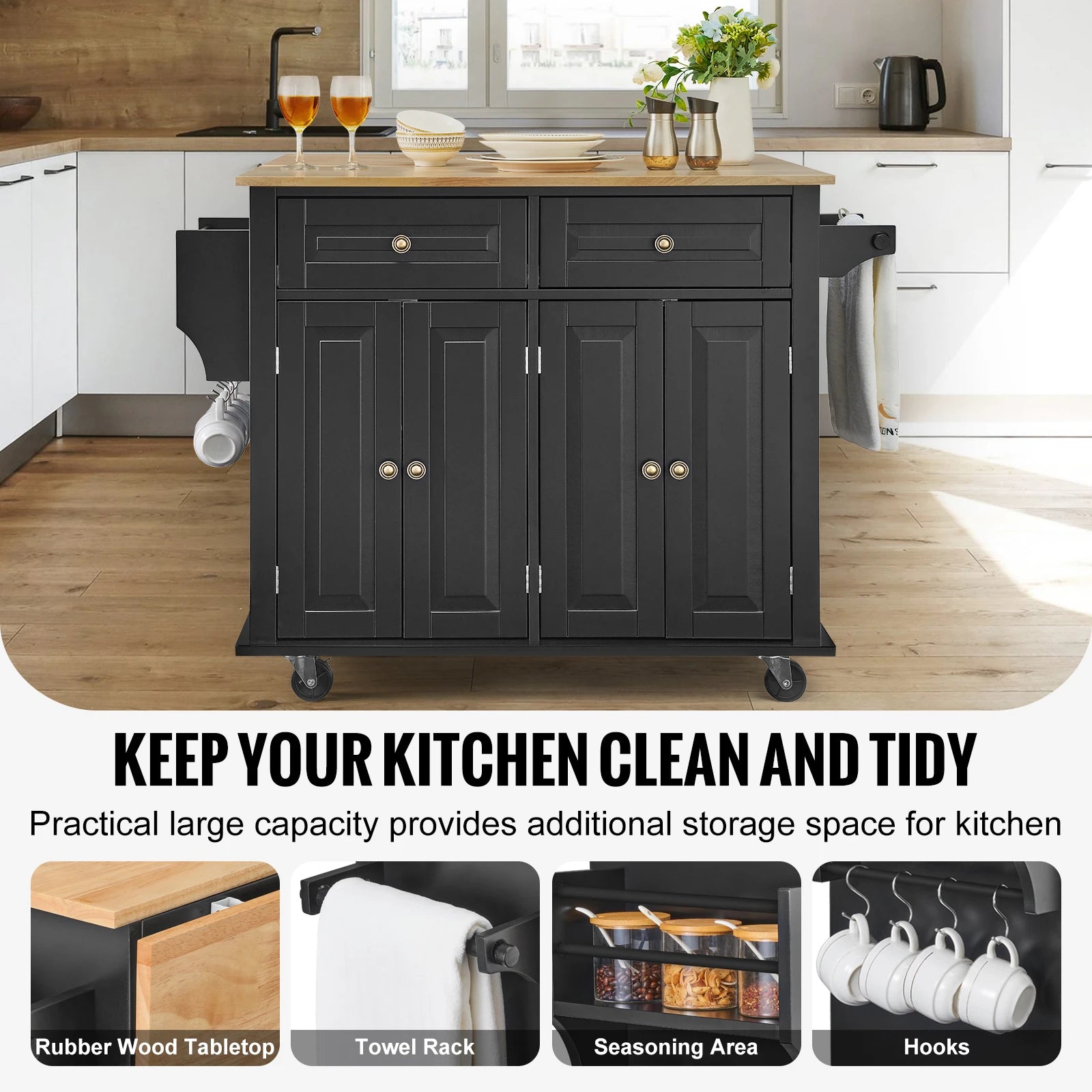 43" Kitchen Island Cart