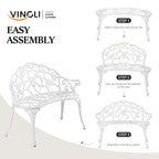 Outdoor Metal Rose Bench, 2-Person
