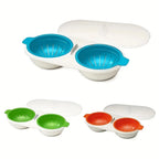 One Set DOUBLE  Microwave Egg Poacher