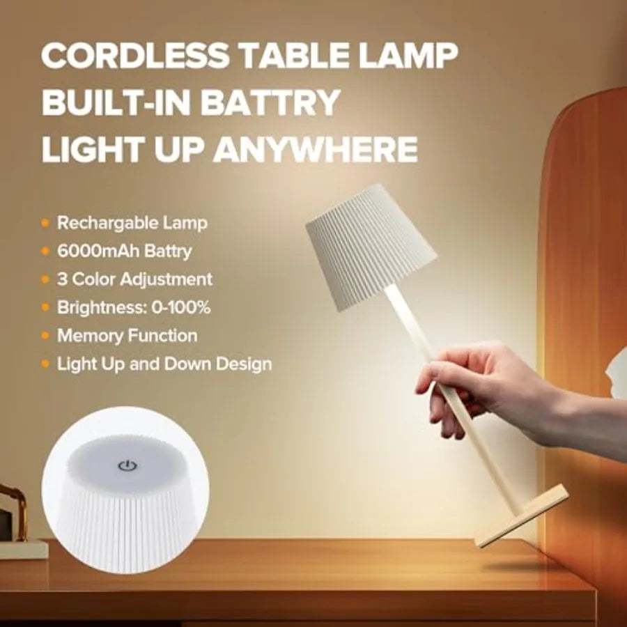 (4) Cordless Lamps,  Rechargeable Battery, Touch Control