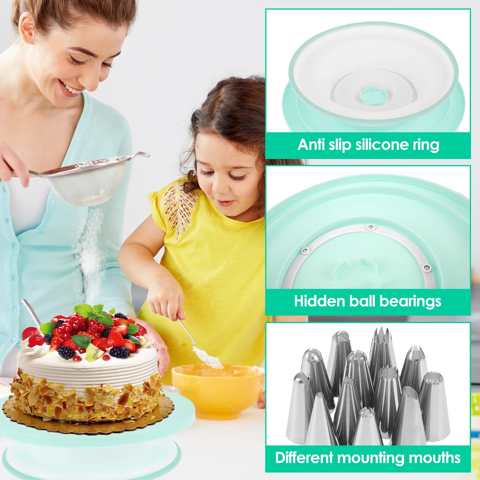 74/6 pc Turntable, Piping Bag, Icing Piping, Nozzle