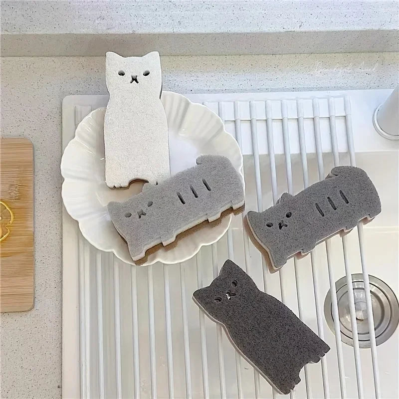 4-piece Cute Cat Sponge Set