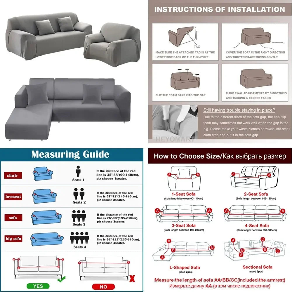 Solid Color Sofa Covers, Elastic