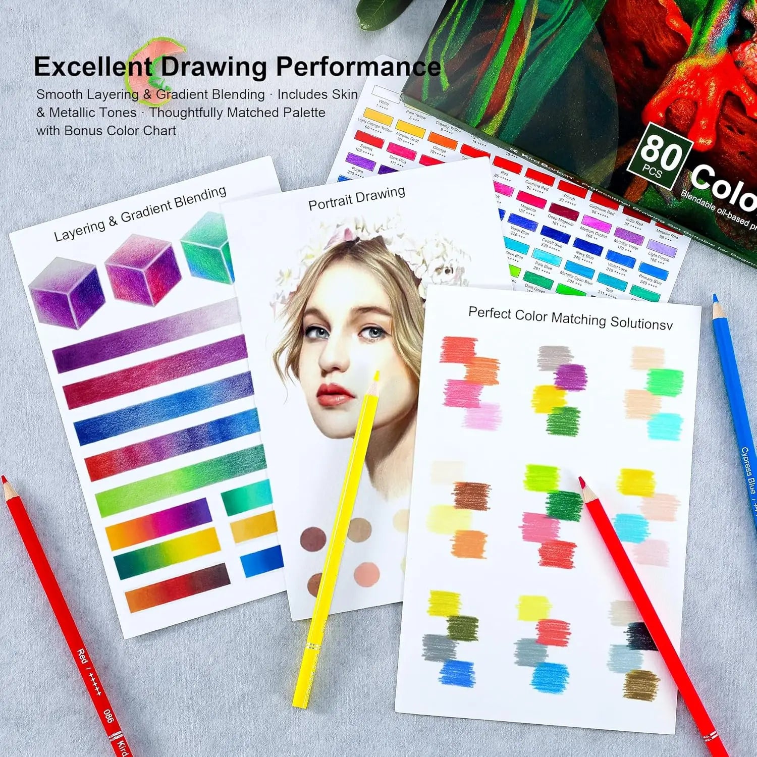 80 Colored Pencils Set