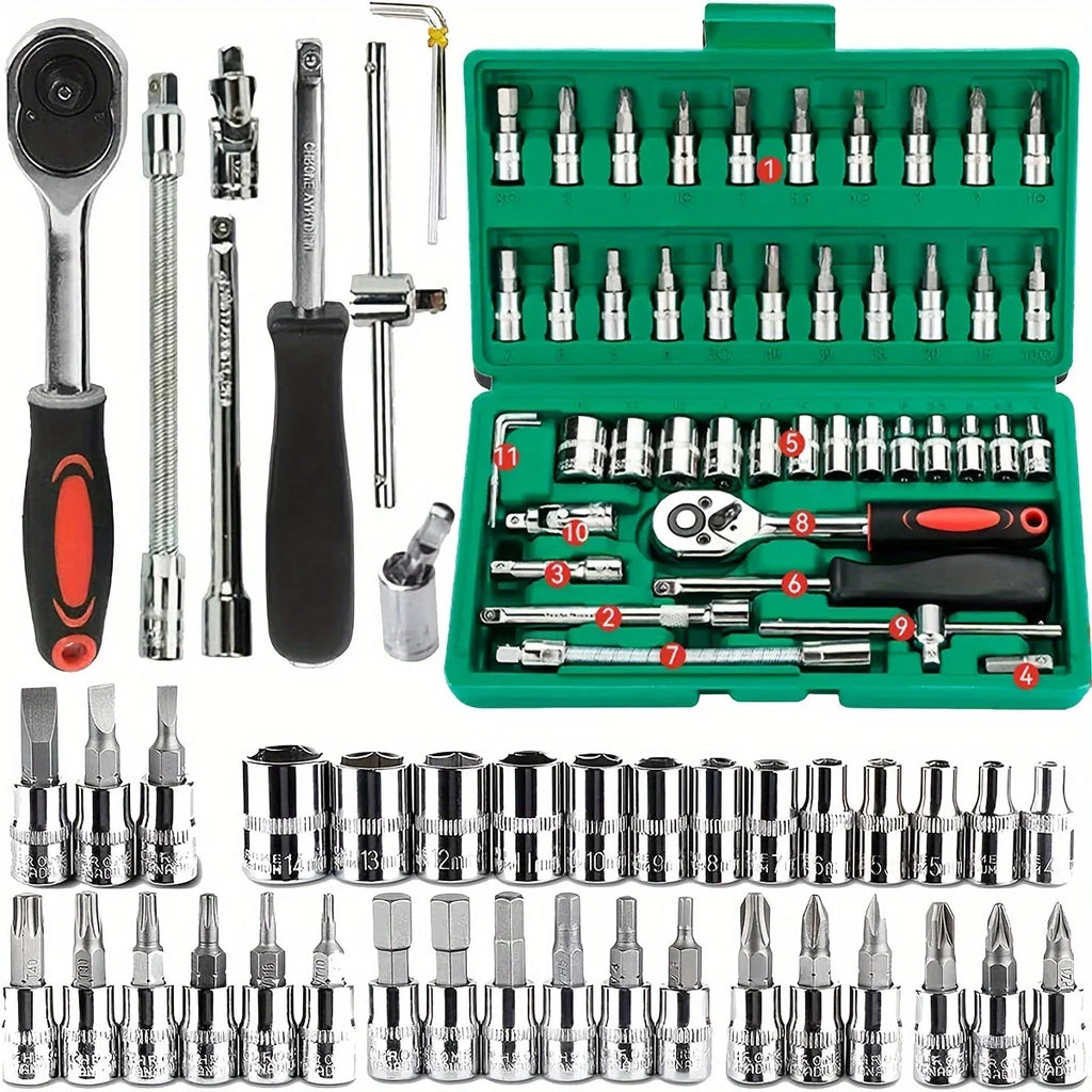 46Pcs  Mechanic Bit Socket Set